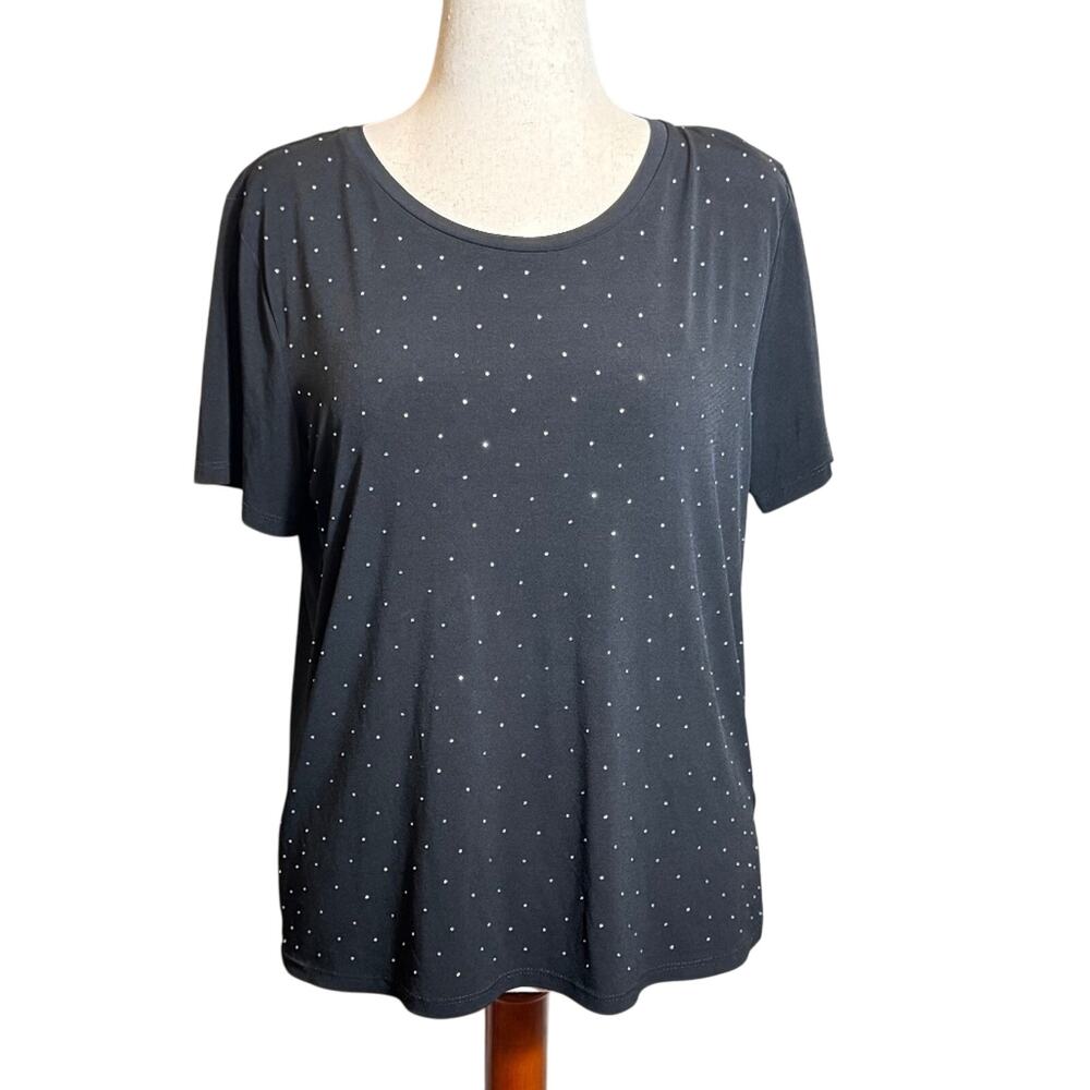 Karl Lagerfeld Black Short Sleeve Tee with Silver Stud Dots